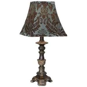  Antique Bronze with Floral Print Shade Table Lamp