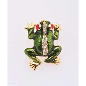  Crystal Green Frog with Red Eye Tack Pin Jewelry
