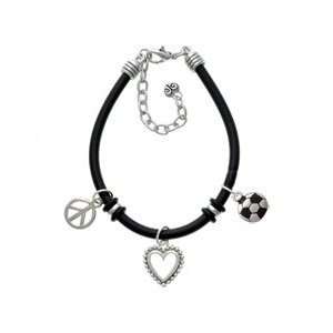    Two Sided Black Peace Love Charm Bracelet Arts, Crafts & Sewing