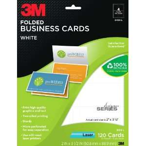  3M Folded Business Cards, Two Sided Printing, Laser, White 
