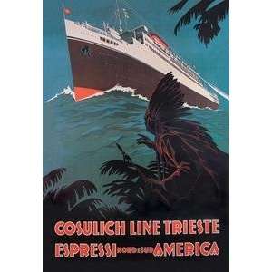  Vintage Art Trieste Cruise Line to North and South America 
