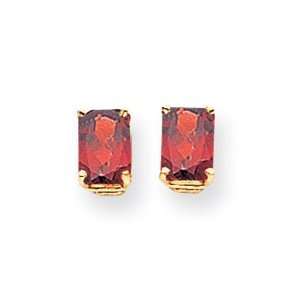  14k 7x5mm Emerald Cut Garnet earring XE66GA Jewelry
