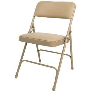    Duty Vinyl Upholstered Premium Folding Chair, Beige