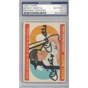  Mickey Mantle Autographed 1960 Topps Card PSA/DNA Slabbed 