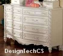 4PC Bedroom Set Pearl White Victorian Canopy Sleigh Twin French 