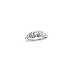 ZALES Diamond Round Station Engagement Ring in 14K White Gold 5/8 CT 