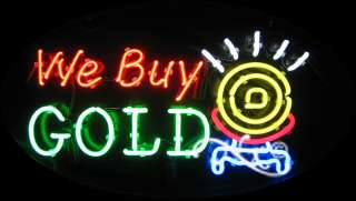 WE BUY GOLD FLASHING NEON SIGN 30x17x3 14533  open silver 