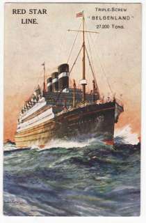 Red Star Line Charles Dixon Belgenland 1931 Postcard  