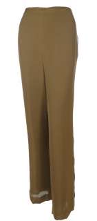 Sutton Studio Womens Chiffon Silk Pants Side Zip Brown Regular & Plus 