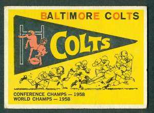 1959 TOPPS FOOTBALL 68 BALTIMORE COLTS PENNANT CHAMPS  