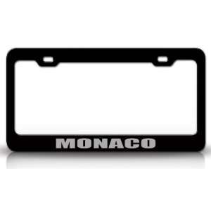 MONACO Country Steel Auto License Plate Frame Tag Holder, Black/Silver