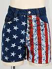 Blue Denim Jeans US USA American Flag High Waisted Shorts Hot Pants XS