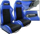 NEW 1 PAIR BLUE LEATHER & BLACK SUEDE RACING SEATS ALL FORD ***