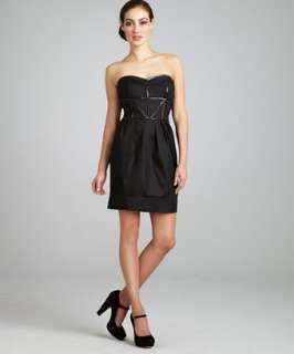 Marc New York black piped stretch cotton strapless bustier dress 