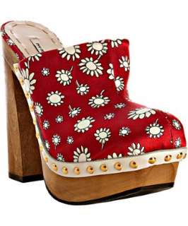 Miu Miu strawberry satin floral print studded clogs   up to 70 