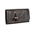 see by chloe black leather tooled trim tassel continental wallet