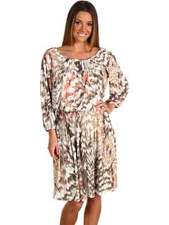 Donna Morgan Blouson Jersey Printed Dress With Pleating Details SKU 