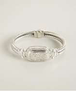 David Yurman silver and diamond plate hinged bangle style# 319009301