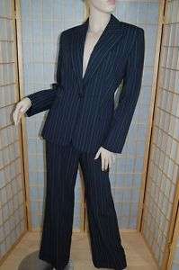 BIANCA NYGARD striped LINED wool/rayon PANT SUIT~8~made  