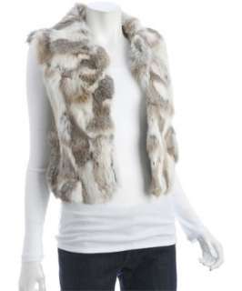 Adrienne Landau white natural rabbit fur vest  