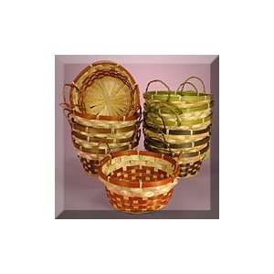   Assorted Colored Bamboo Basket Set W/Hndl