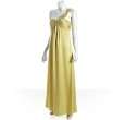 BCBGMAXAZRIA pale lime sateen pleated one shoulder gown   up 