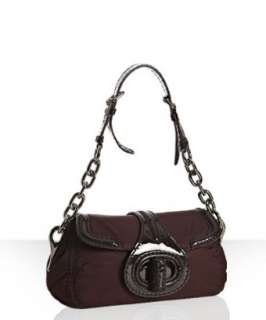 Prada bordeaux nylon and patent leather turnlock shoulder   up 