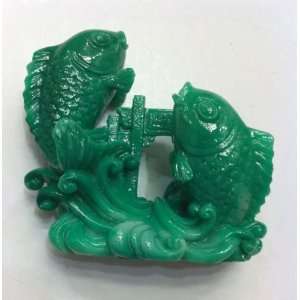  Feng Shui Double Carp Fish Crossing Dragon Gate Statue 