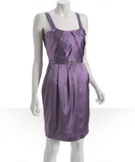 Laundry by Shelli Segal lavender satin jewel belt pleated dress 
