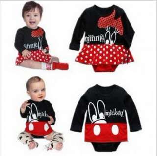 Disney Mickey Minnie Baby Cotton jumpsuit dress clothes Size0 2Y Free 