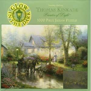   Kinkade Sunday Outing Glow in the Dark 1000 Piece Puzzle Toys & Games