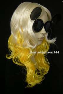 Lady Blonde Curl fashion Wig + Flip Up mouse Sunglasses  