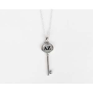  Delta Zeta Sorority Key Pendant Necklace   Silver Jewelry