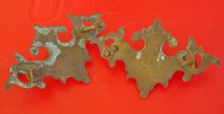 Antique Chippendale Brass Drawer Pull Backplates *L55  