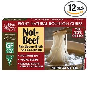 Edward & Sons Not Beef Bouillon Cubes, 3.1 Ounce Boxes (Pack of 12)