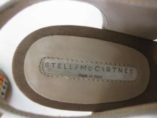 AUTH STELLA MCCARTNEY LACE UP WOODEN OPEN TOE. SIZE 37. CANVAS. HIGH 