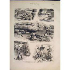  Angling Fishing Nova Scotia Fish River Canoe Print 1877 