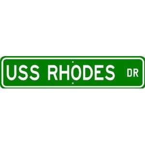  USS RHODES DER 384 Street Sign   Navy Patio, Lawn 