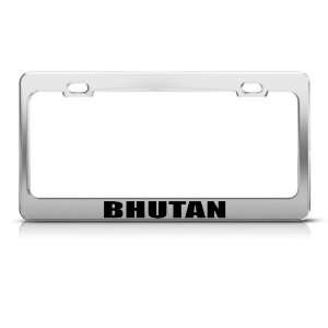 Bhutan Chrome Country license plate frame Stainless Metal Tag Holder
