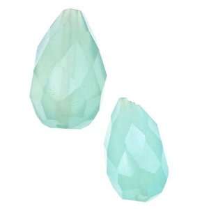  Misty Aqua Blue Chalcedony Faceted Drop Beads Drilled 