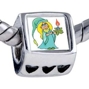  Pugster Beautiful Green Fairy Holding Candle Heart Silver 