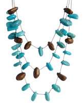Haskell Necklace, Turquoise and Brown Bead Illusion Necklace