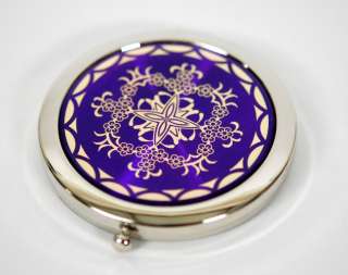 STAINLESS STEEL PURPLE COMPACT MIRROR Pocket Cosmetic  