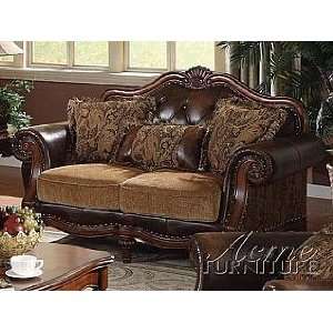  Acme Furniture Bycast PU Chenille Loveseat with 3 Pillows 