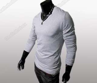   Fit Long Sleeve Casual Base T shirt V Neck Cotton T shirts Basic Tee