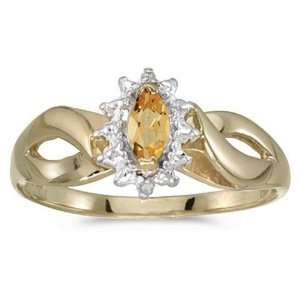   gold November Birthstone Marquise Citrine And Diamond Ring Jewelry