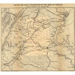  1866 Map field operations Army of Virginia