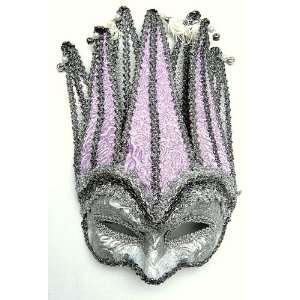  Mardi Gras Half Face Mask in Pale Lavender, Court Jester 