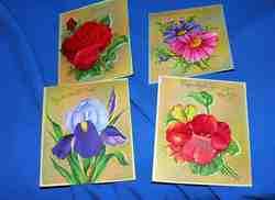   RAINBOW PETAL FLOWER ALL OCCASION GLITTER GREETING CARDS,ENVS  