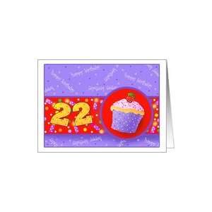  Cupcake Birthday Cards 22 Years Old Paper Greeting Cards 